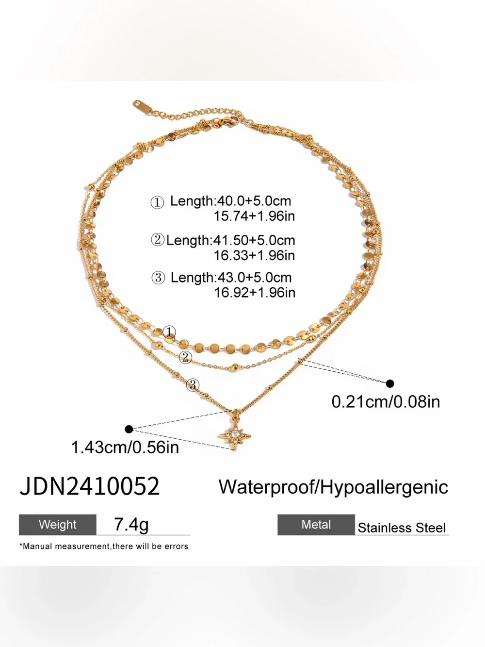 18K Gold Plated Layered Star Pendant Necklace - Picture 7 of 8